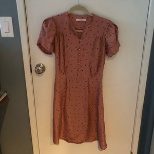 Pink and blue silk dress